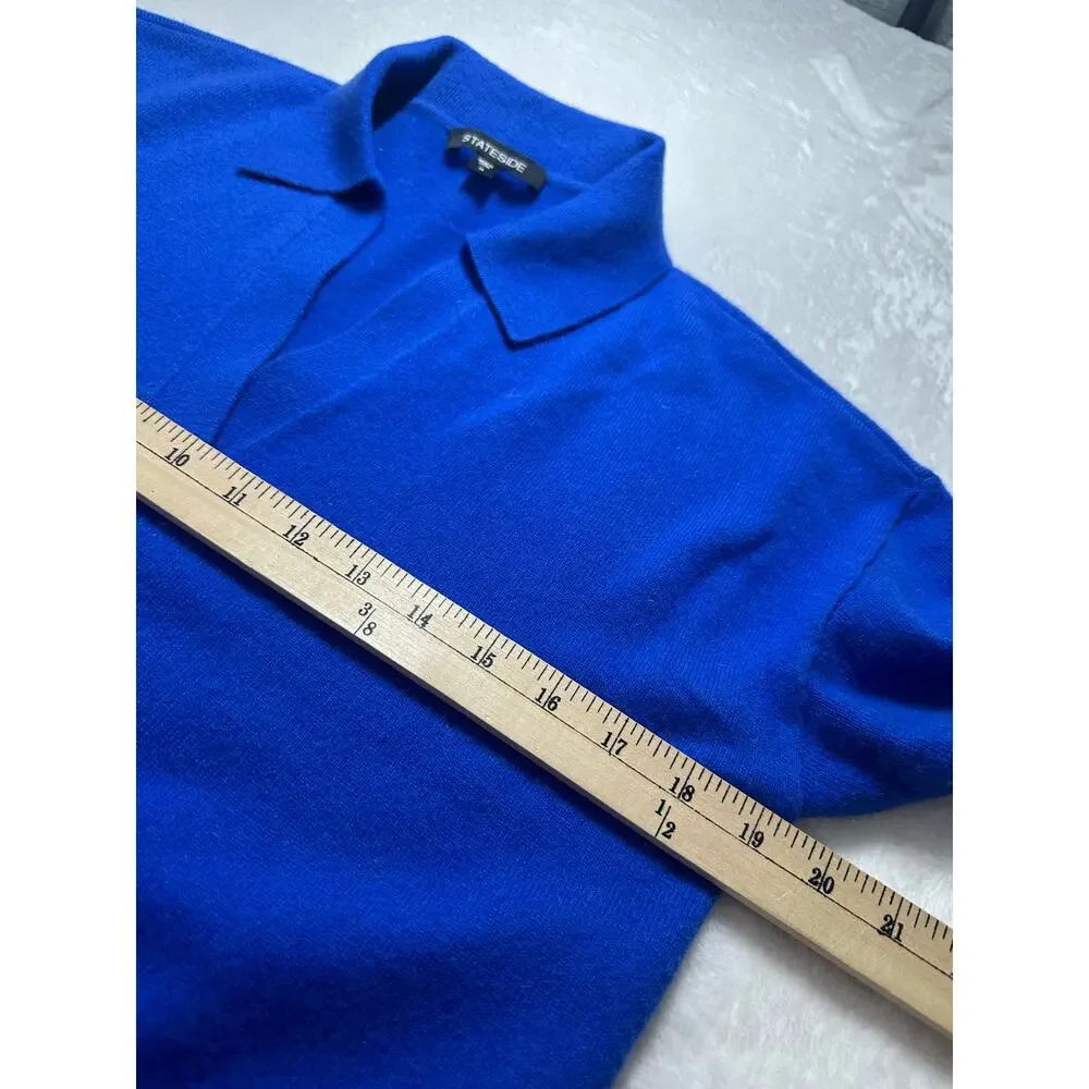 Stateside Johnny Collar Sweater in Club Blue Size XS Cashmere Wool Blend EUC